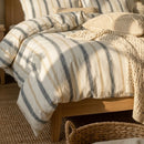 breathable cream stripe cotton duvet cover with raw edge trim