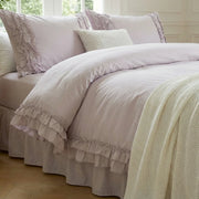 breathable natural cotton ruffle trim bed linen aesthetic