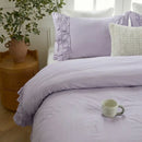 breathable washed cotton ruffled bed linen soft texture detail