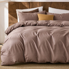 brown pinstripe bedding set queen size