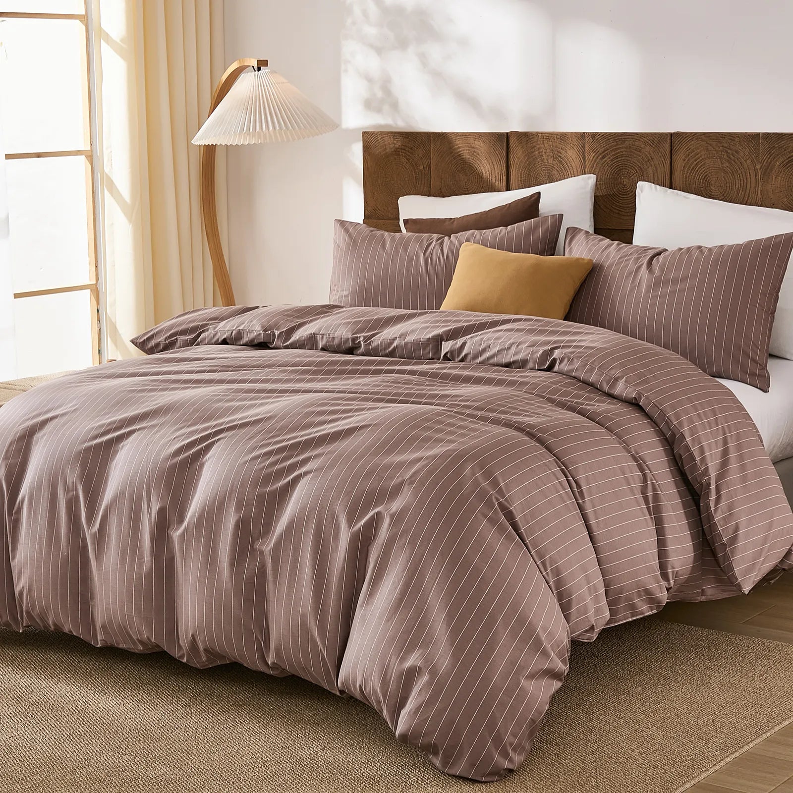 brown pinstripe comforter set king size
