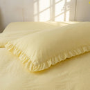 butter yellow pinstripe cotton pillow sham ruffles