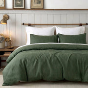 classic forest pinstripe duvet cover set dark green bedding main