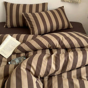 close up coffee bold stripe breathable cotton weave