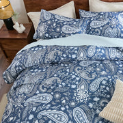 close up midnight scroll paisley fabric texture soft breathable