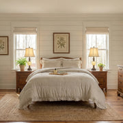 close up terracotta stripe ruffle trim soft cotton comforter