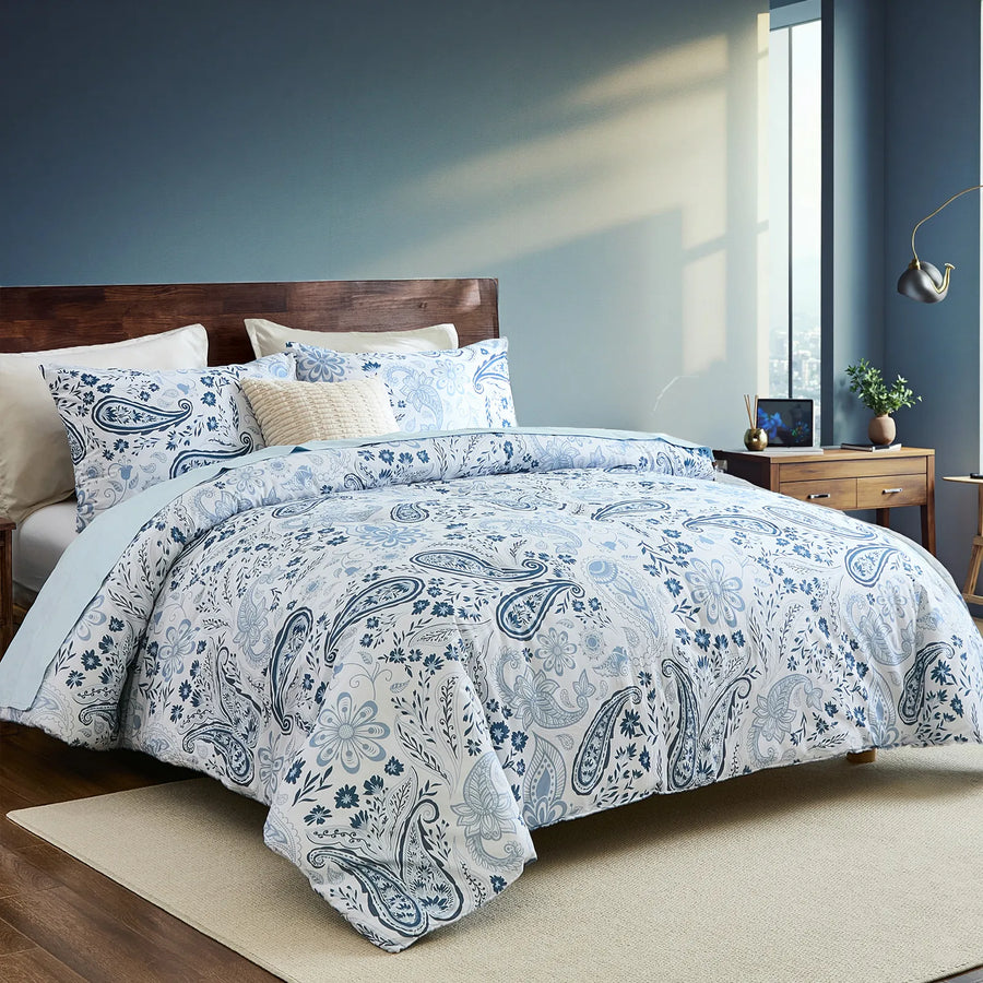 coastal blue paisley print bedding set 100 cotton comforter