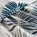 coastal navy charcoal palm fabric tropical flat lay