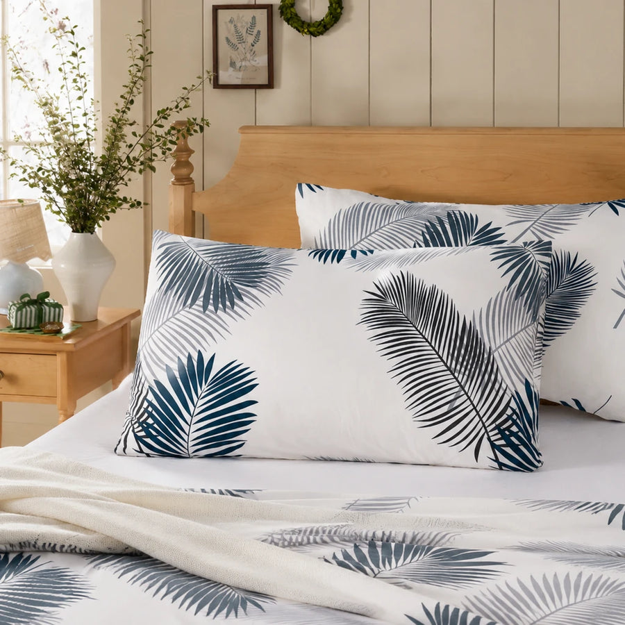 coastal navy charcoal palm long body pillowcase decor