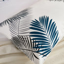 coastal navy charcoal palm pillowcase macro detail