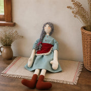 collectible hearthside rag doll braided hair blue dress