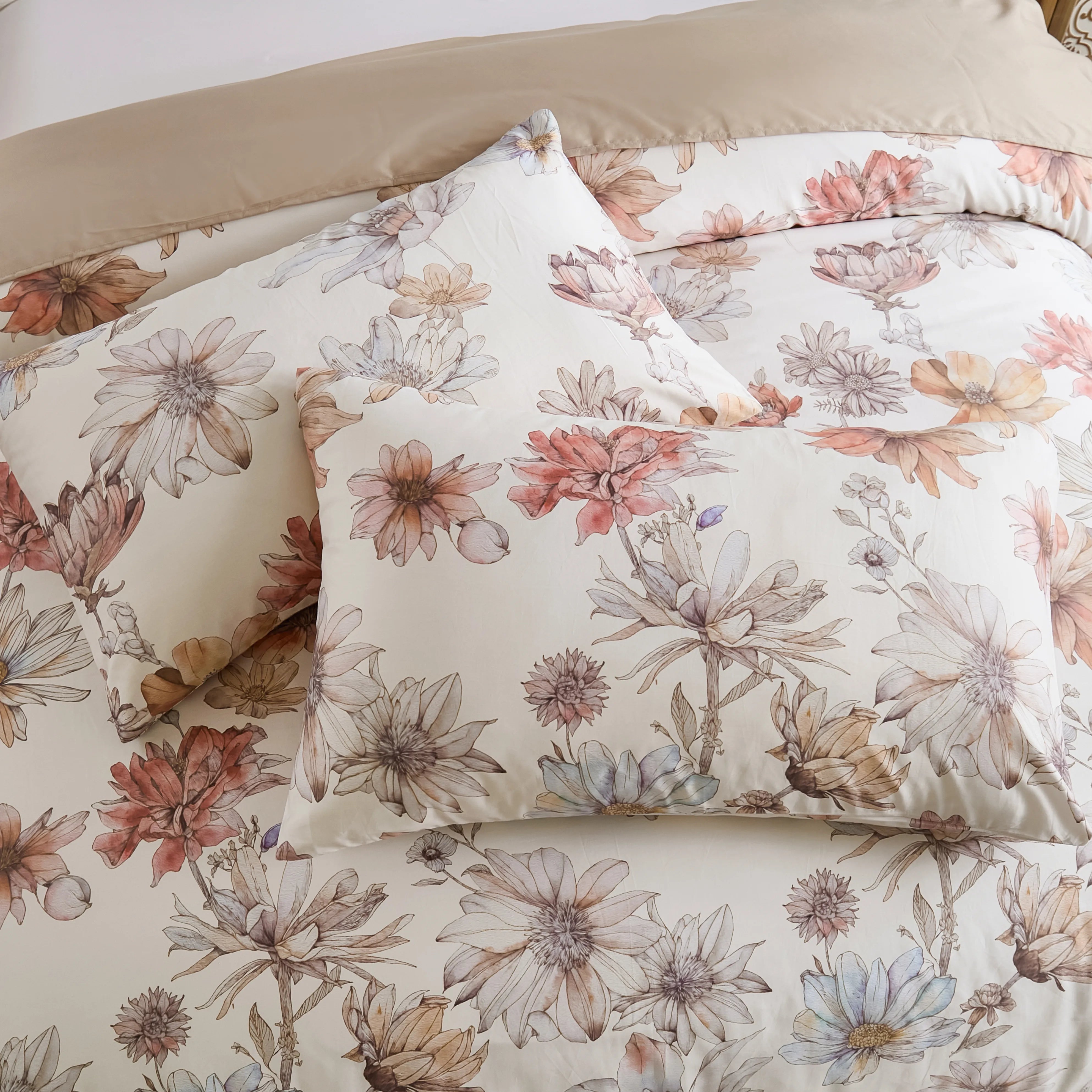 Detailed shot of the pillowcase showing the wildflower pattern 