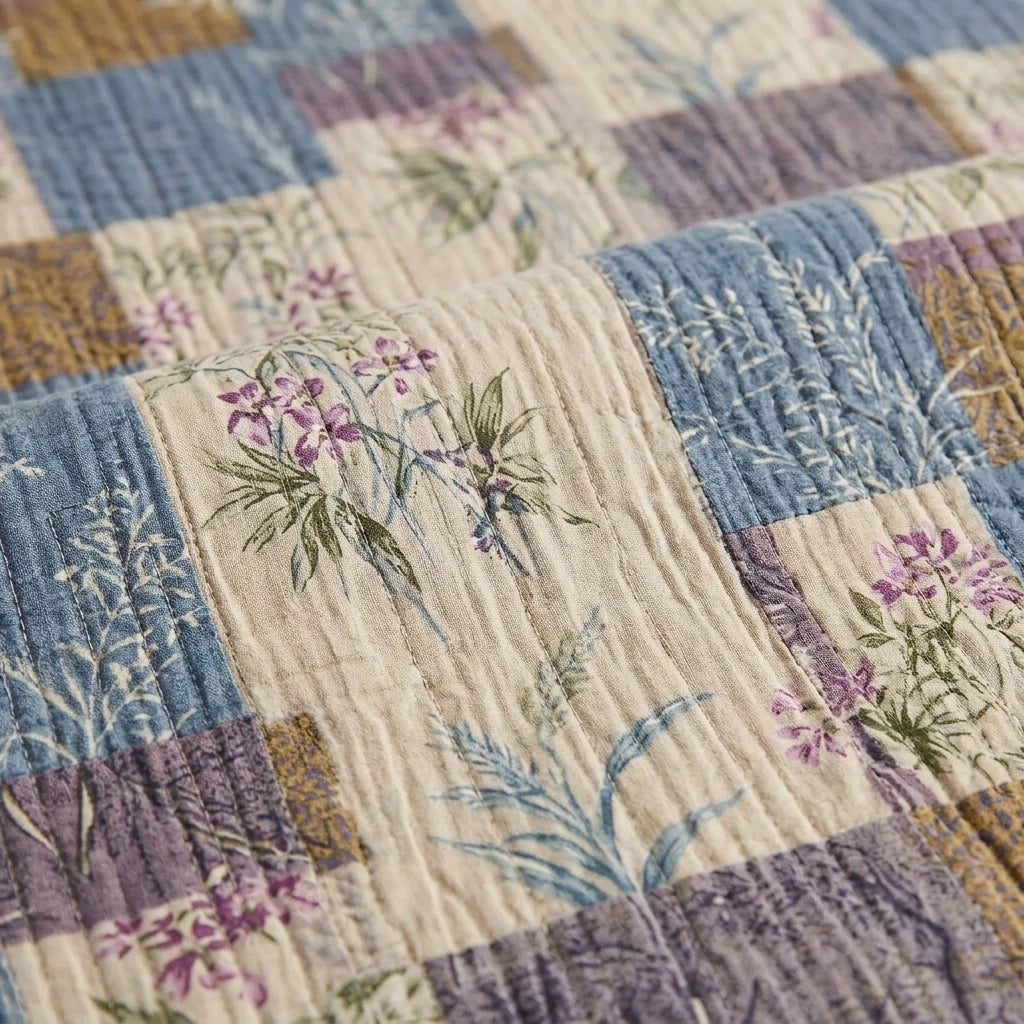 cottagecore patchwork cotton quilt blanket texture