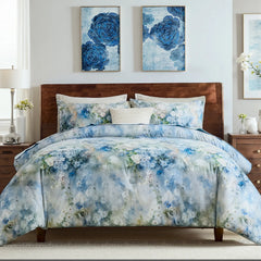 cotton blue flower comforter set