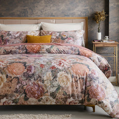 100% cotton fabric texture showing softness of retro floral bedding