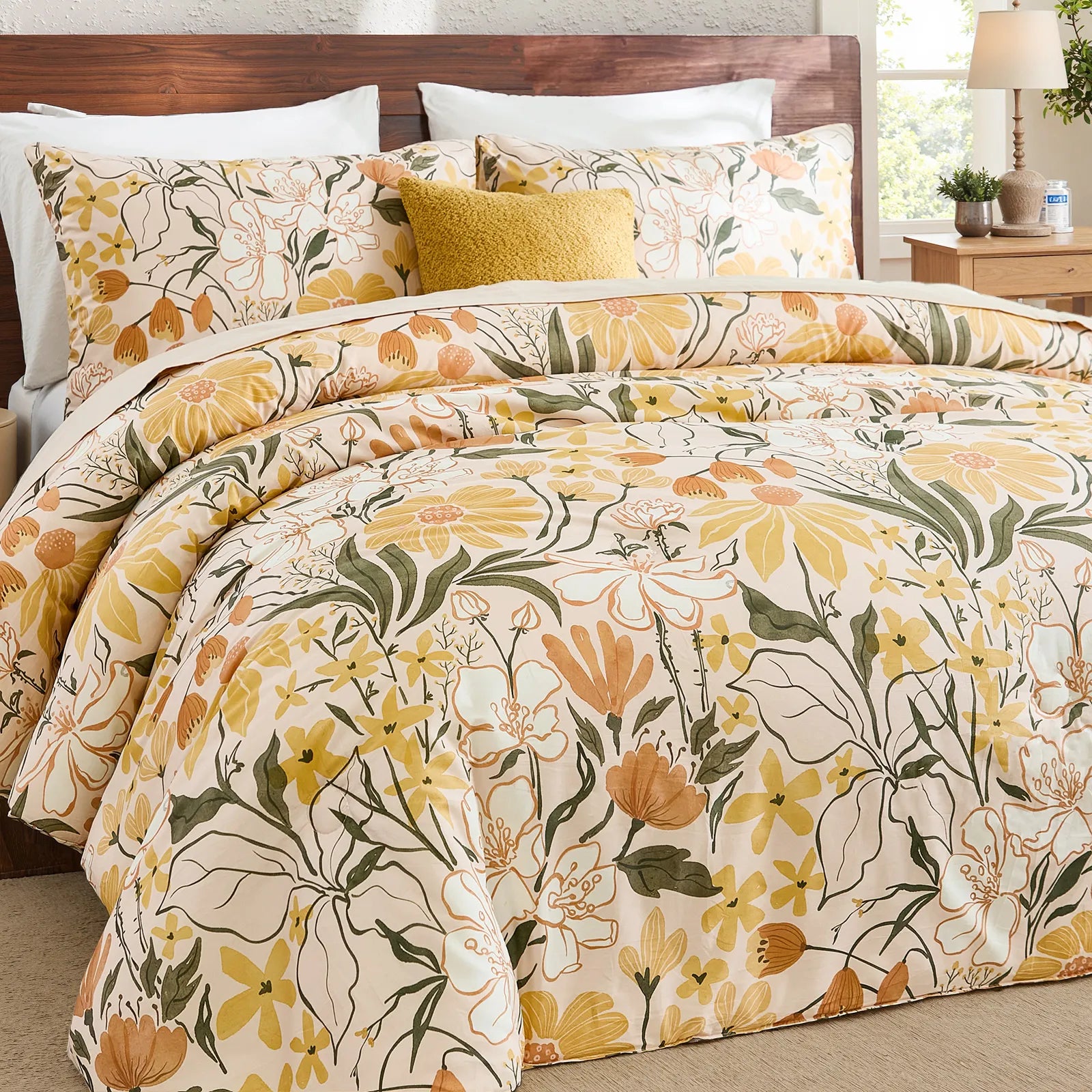 cotton yellow flower bedding sets