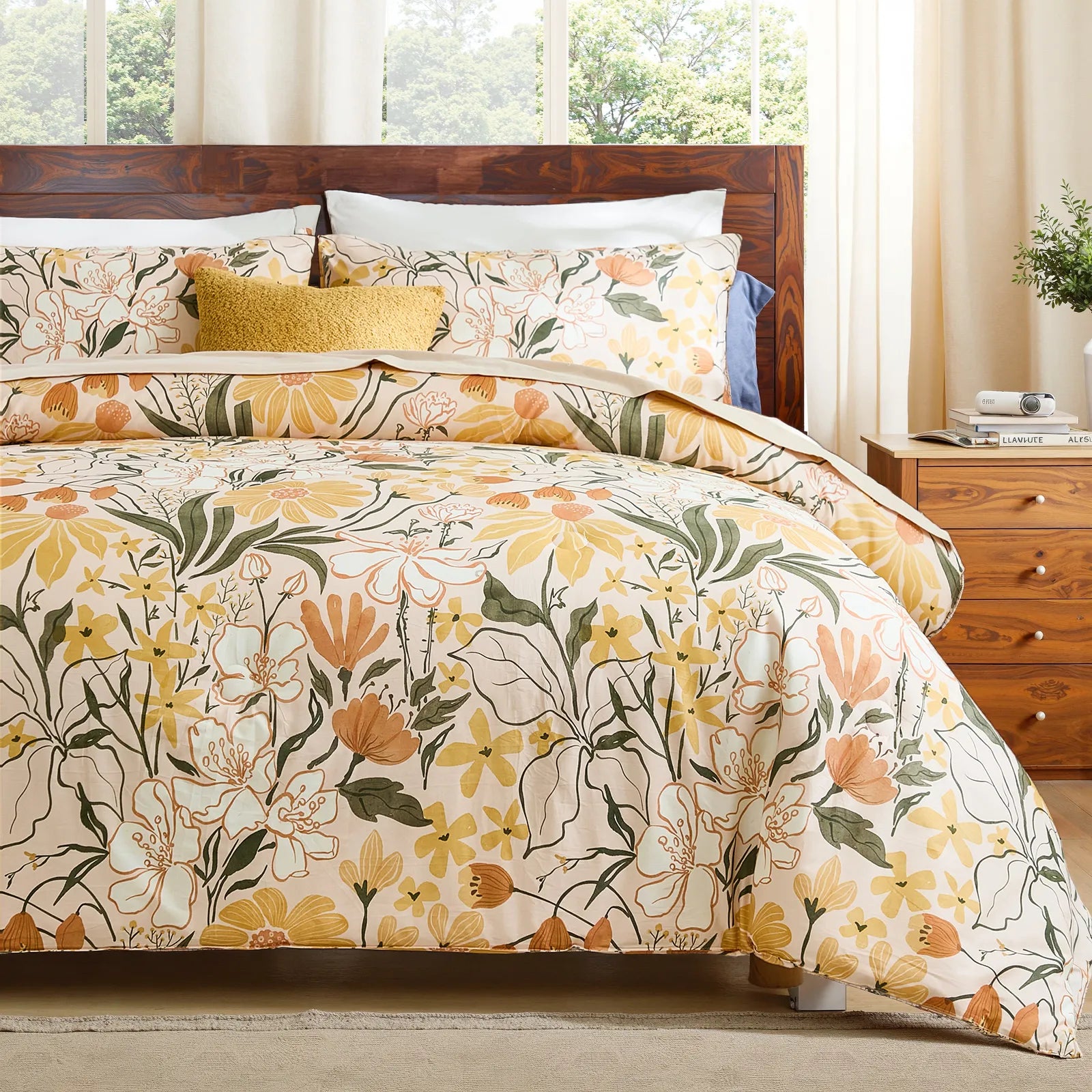 cotton yellow flower comforter sets