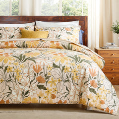 cotton yellow flower comforter sets