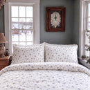 country breeze ditsy floral duvet cover set ivory blue rose symmetrical bed gray wall bedroom