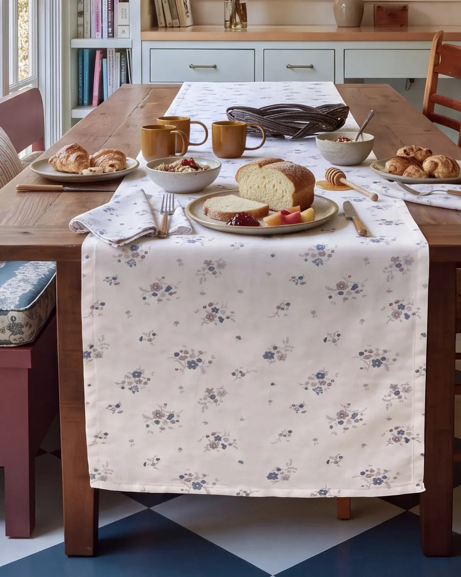 country breeze ditsy table runner floral print detail