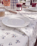 country ditsy napkin draped tablecloth setting