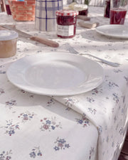 country ditsy napkin draped tablecloth setting