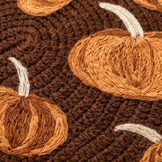 cozy pumpkin days rug autumn pumpkins embroidered detail close up