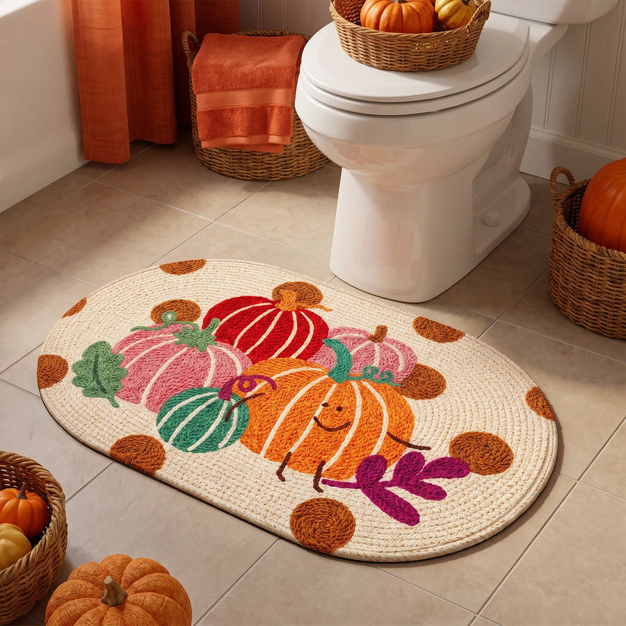cozy pumpkin days rug colorful pumpkins fall bathroom mat