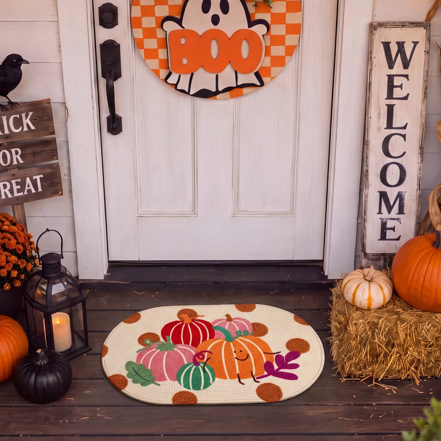 cozy pumpkin days rug colorful pumpkins halloween front porch decor