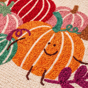 cozy pumpkin days rug colorful pumpkins smiling pumpkin texture detail