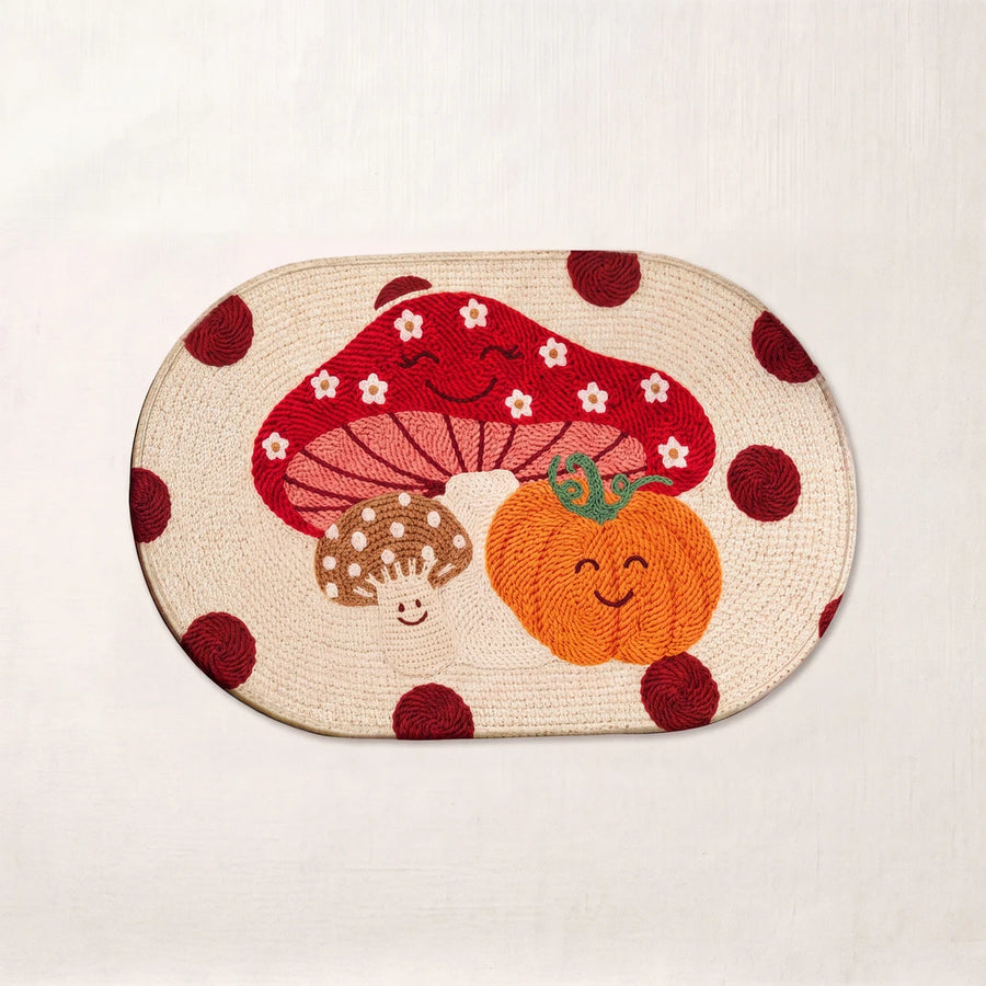 cozy pumpkin days rug mushroom and pumpkin braided accent rug