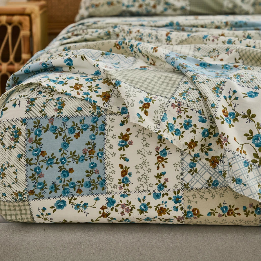 cream patchwork fitted sheet deep pocket botanical design