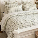 cream windowpane tufted duvet cover rustic farmhouse bedroom