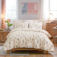 A studio shot of the cute floral pillowcases showing their full design