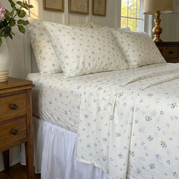 dainty wildflower meadow fitted sheet and bed skirt
