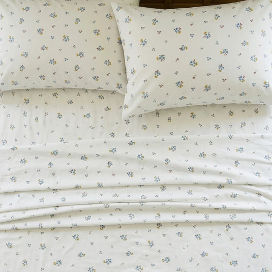 dainty wildflower meadow linen sheets layered look