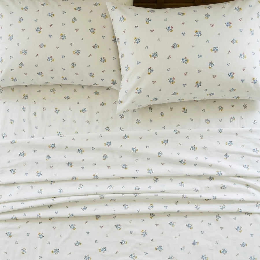 dainty wildflower meadow linen sheets layered look