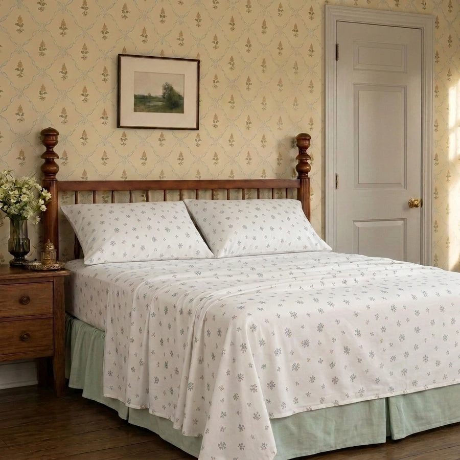 dainty wildflower meadow sheets mint green bed skirt
