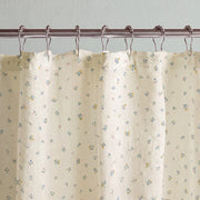 dainty wildflower meadow shower curtain cream blue metal rings light blue wall