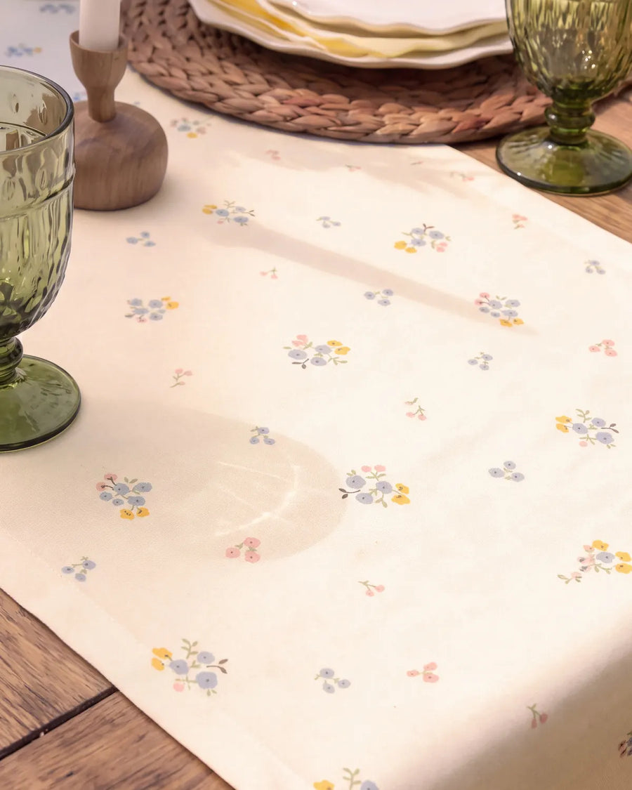 dainty wildflower table runner floral print detail