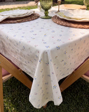 dainty wildflower tablecloth draped fabric detail