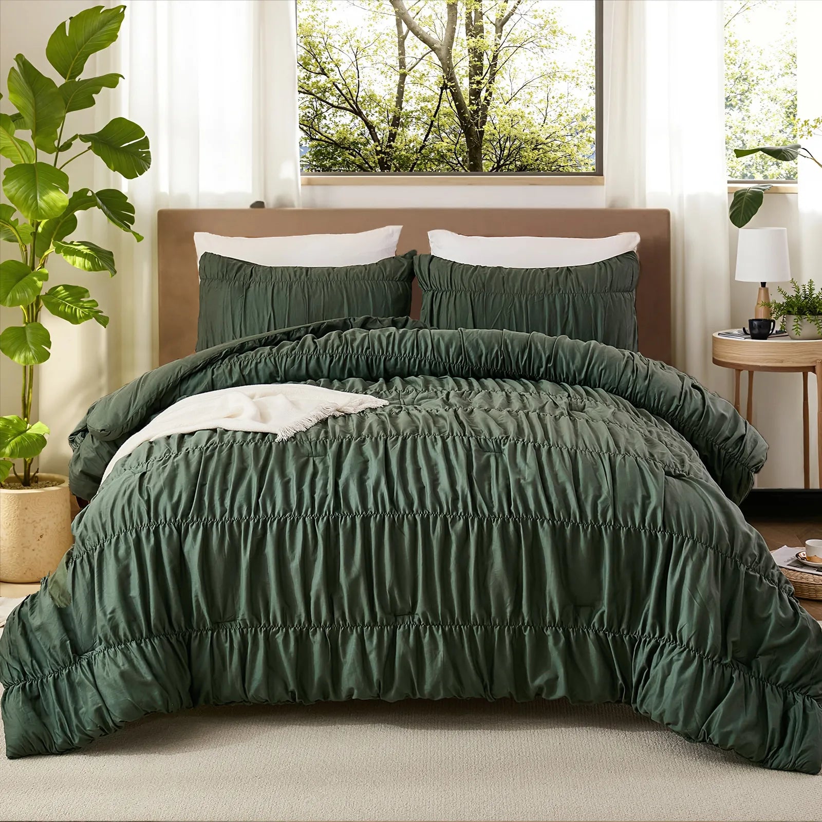 dark green rope embroidered bedding set