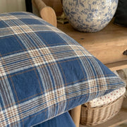 dark indigo tartan plaid duvet set soft breathable cotton