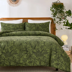 Dark Green Tropical Foliage Comforter Set