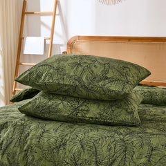 Dark Green Tropical Foliage Comforter Set