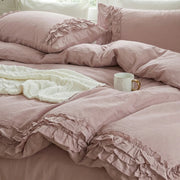 detailed ruffle edge texture breathable natural cotton bed linen