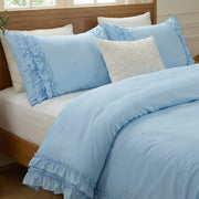 detailed ruffled edge pillowcase luxury navy blue bed linen