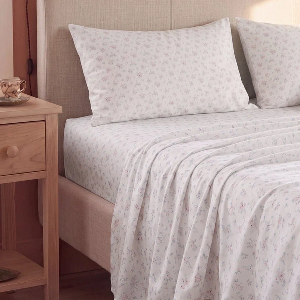 dreamy pastel sheet set nightstand detail scene
