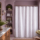 dreamy pastel shower curtain white purple mauve bathroom decor
