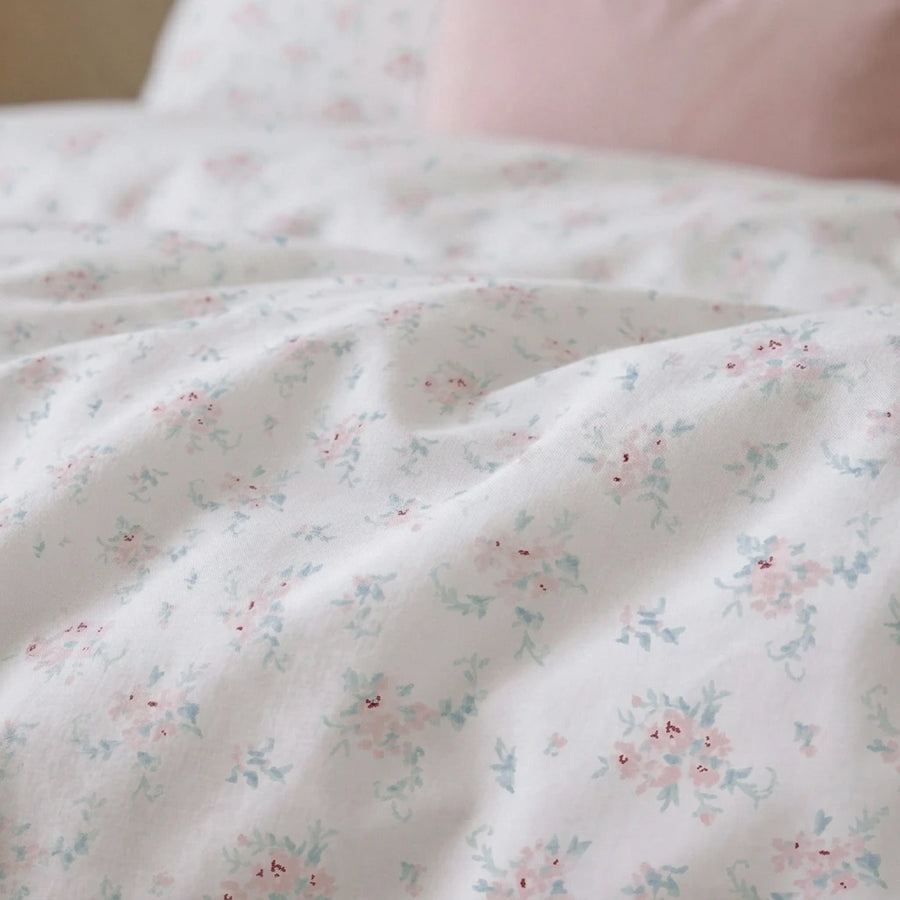 dreamy rose trellis duvet cover set pillow texture with dog closeup